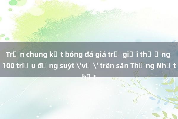 Trận chung kết bóng đá giá trị giải thưởng 100 triệu đồng suýt 'vỡ' trên sân Thống Nhất