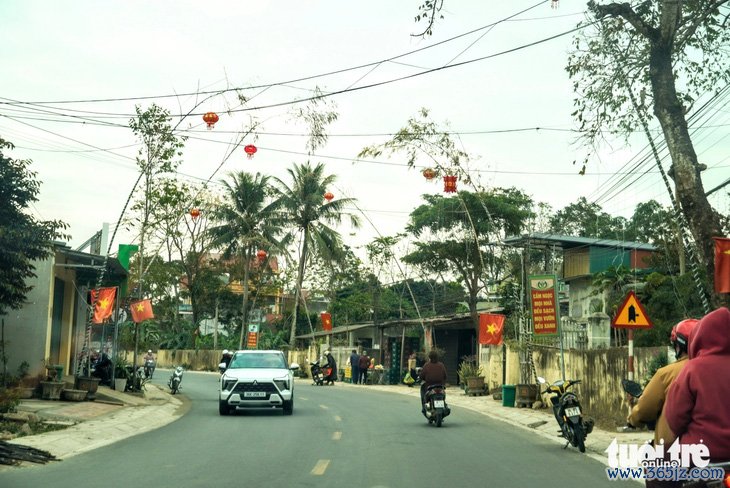 Làng quê phục dựng cây nêu ngày Tết， cả xóm lung linh đèn hoa - Ảnh 1.