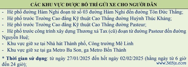 7 điểm giữ xe cho người dân thưởng lãm đường hoa Nguyễn Huệ Tết Ất Tỵ 2025 - Ảnh 3.